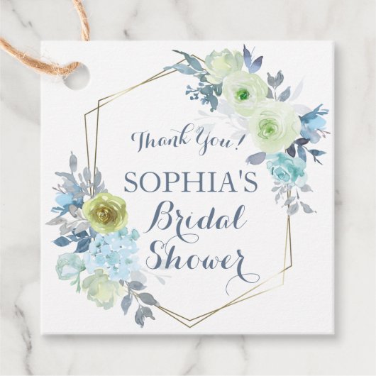 Klassiek Elegant Blauw Bloemen Vrijgezellenfeest Bedankjes Labels (Voorkant)