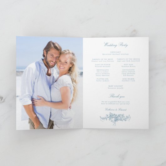 Klassiek Elegant Blauw en Wit Bloemenprogramma Programma (Binnen)