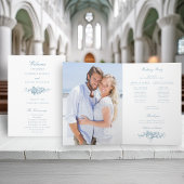 Klassiek Elegant Blauw en Wit Bloemenprogramma Programma