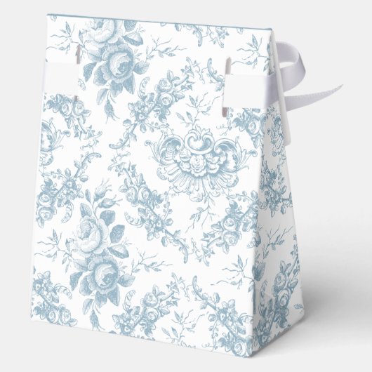 Klassiek Elegant Blauw en Wit Bloementoilet Bedankdoosjes (Achterkant)