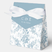 Klassiek Elegant Blauw en Wit Bloementoilet Bedankdoosjes (Voorkant)