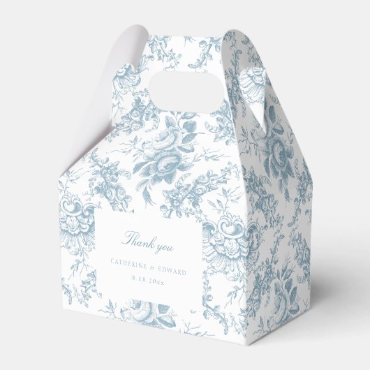 Klassiek Elegant Blauw en Wit Bloementoilet Bedankdoosjes (Voorkant Zijde)