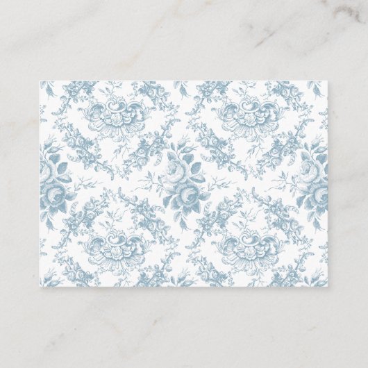 Klassiek Elegant Blauw en Wit Bloementoilet Informatiekaartje (Achterkant)