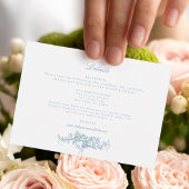 Klassiek Elegant Blauw en Wit Bloementoilet Informatiekaartje