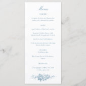 Klassiek Elegant Blauw en Wit Bloementoilet Menu (Voorkant)