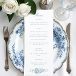 Klassiek Elegant Blauw en Wit Bloementoilet Menu<br><div class="desc">Dit tijdloze blauw-witte bloemontwerp weerspiegelt uw liefde voor de charme van de oude wereld,  klassieke stijl en ingetogen elegantie. Deze mooie suite is voorzien van een eenvoudig rozen ornament aangevuld met een naadloos bloemig toiletpatroon.</div>