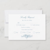 Klassiek Elegant Blauw en Wit Bloementoilet RSVP Kaartje (Voorkant)