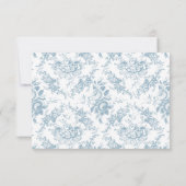 Klassiek Elegant Blauw en Wit Bloementoilet RSVP Kaartje (Achterkant)