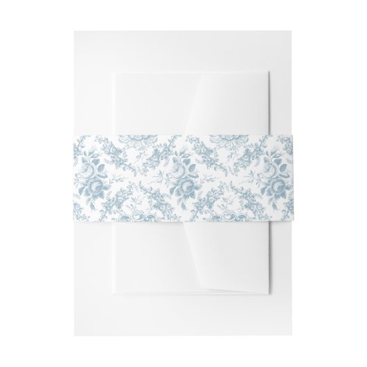 Klassiek Elegant Blauw en Wit Bloemmotief Toile Uitnodigingen Wikkel (Voorkant Voorbeeld)