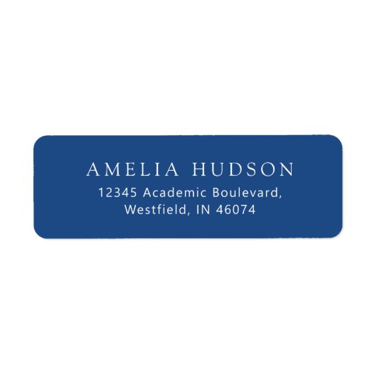 Klassiek Elegant Blauw & Wit Retouradres Etiket (Voorkant)