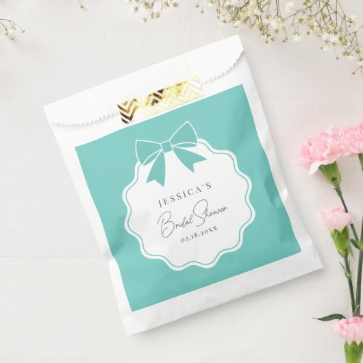 Klassiek Elegant Blauwgroen Blue Bow Ribbon Vrijge Bedankzakje (Gezegeld)