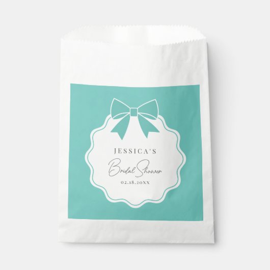 Klassiek Elegant Blauwgroen Blue Bow Ribbon Vrijge Bedankzakje (Voorkant)