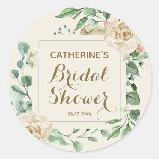 Klassiek  Elegant Bloemen Vrijgezellenfeest Ronde Sticker (Voorkant)