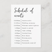 Klassiek Elegant Bruiloft Schema van Evenementen Informatiekaartje (Voorkant)