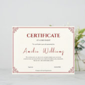 Klassiek Elegant Certificaat van Prestatie Antiek (Staand voorkant)