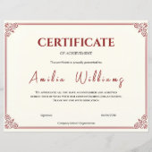 Klassiek Elegant Certificaat van Prestatie Antiek (Voorkant)