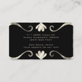 Klassiek Elegant Chic Luxe Vrouwelijk Zwart & Zilv Visitekaartje (Achterkant)