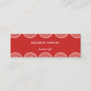 Klassiek Elegant, Chic, Rood, Witte Kant Mini Visitekaartje