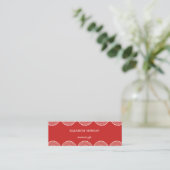 Klassiek Elegant, Chic, Rood, Witte Kant Mini Visitekaartje (Staand voorkant)