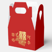 Klassiek elegant Chinees bruiloft logo florrood Bedankdoosjes (Geopend)