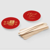 Klassiek elegant Chinees bruiloft logo florrood Handwaaier (Niet-gemonteerd)