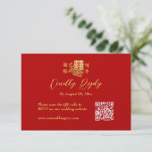 Klassiek elegant Chinees bruiloft logo florrood RSVP Kaartje (Staand voorkant)