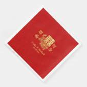 Klassiek elegant Chinees bruiloft logo florrood Servet (Hoek)