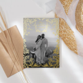 Klassiek Elegant Crest Save the Date Gold Folie Uitnodiging