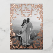 Klassiek Elegant Crest Save the Date Roos Gold Folie Uitnodiging (Voorkant)