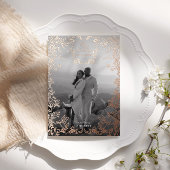 Klassiek Elegant Crest Save the Date Roos Gold Folie Uitnodiging