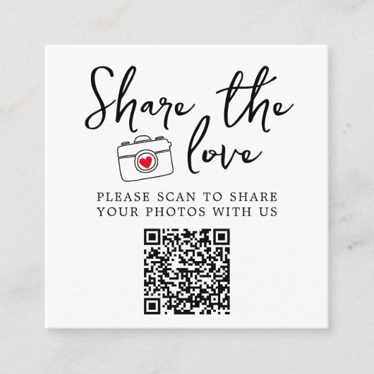 Klassiek Elegant Deel de Liefde QR Code Informatiekaartje (Voorkant)