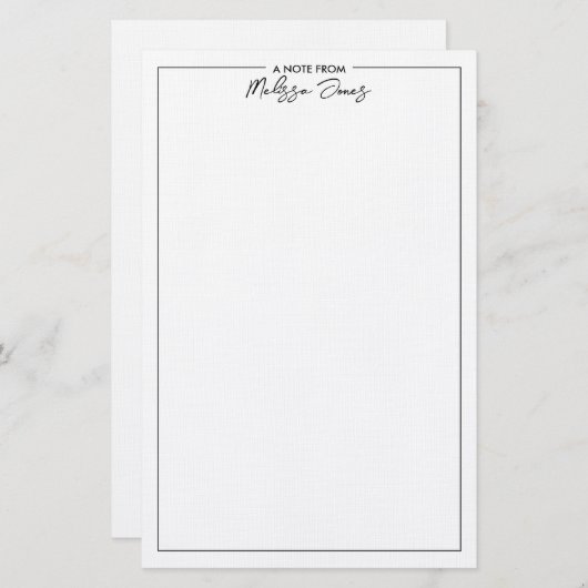 Klassiek Elegant een noot van zwart-wit Briefpapier (Voorkant / Achterkant)