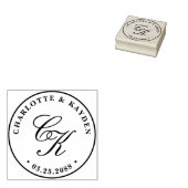 Klassiek Elegant Entwine Script Bruiloft Monogram Rubberstempel (Gestempeld)