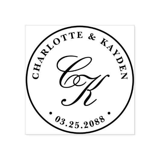 Klassiek Elegant Entwine Script Bruiloft Monogram Rubberstempel (Afrduk)