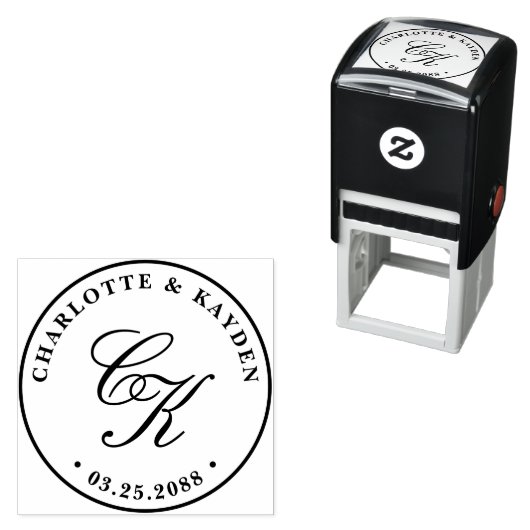 Klassiek Elegant Entwine Script Bruiloft Monogram Zelfinktende Stempel (In situ)