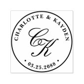 Klassiek Elegant Entwine Script Bruiloft Monogram Zelfinktende Stempel (Design)