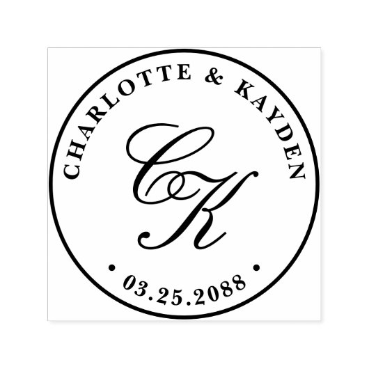 Klassiek Elegant Entwine Script Bruiloft Monogram Zelfinktende Stempel (Design)