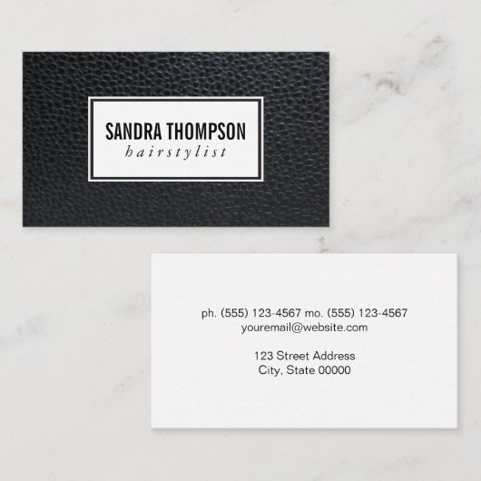 Klassiek elegant faux-leder visitekaartje (Voorkant / Achterkant)