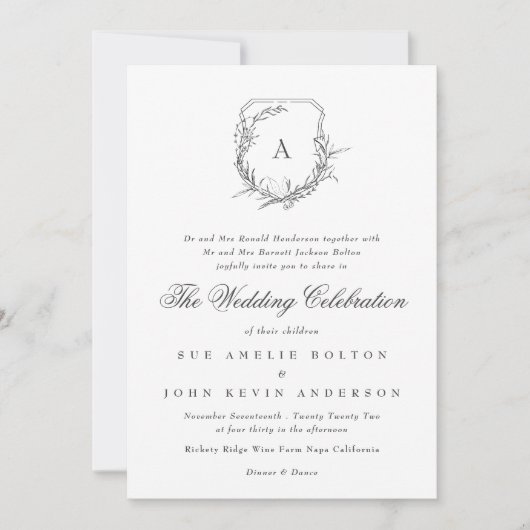 Klassiek Elegant Formeel Traditioneel Monogram log Kaart (Voorkant)