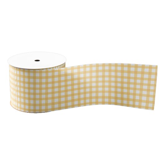 Klassiek elegant geel Gingham patroon Grosgrain Lint (Spoel)