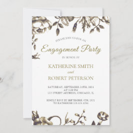 Klassiek Elegant Gold  Flowers Verloving Kaart