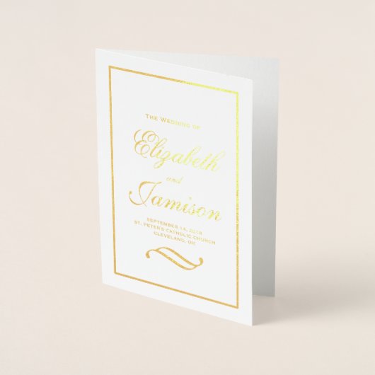 Klassiek Elegant Gold Foil Wedding Programme Folie Kaarten (Voorkant)