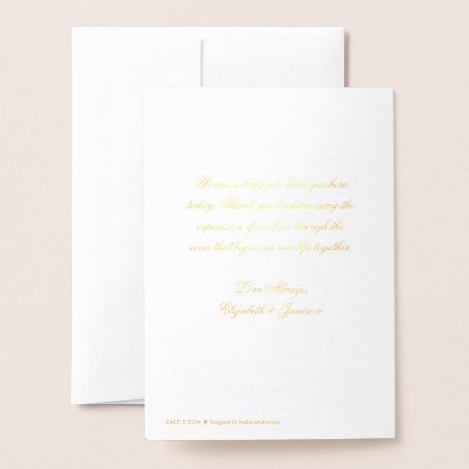 Klassiek Elegant Gold Foil Wedding Programme Folie Kaarten (Met envelop)