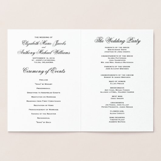 Klassiek Elegant Gold Foil Wedding Programme Folie Kaarten (Binnen)
