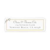 Klassiek Elegant Gold Lijst Orchid Weduwadres Etiket (Voorkant)