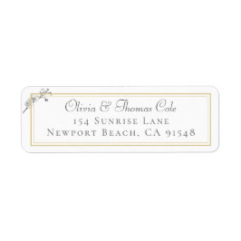 Klassiek Elegant Gold Lijst Orchid Weduwadres Etiket