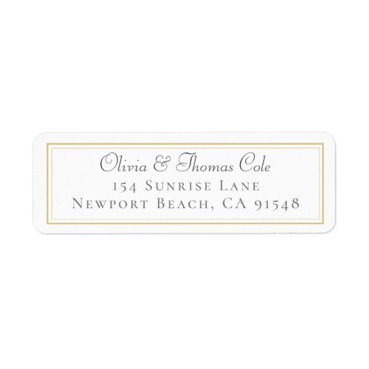Klassiek Elegant Gold Lijst Weduwingadres Etiket (Voorkant)