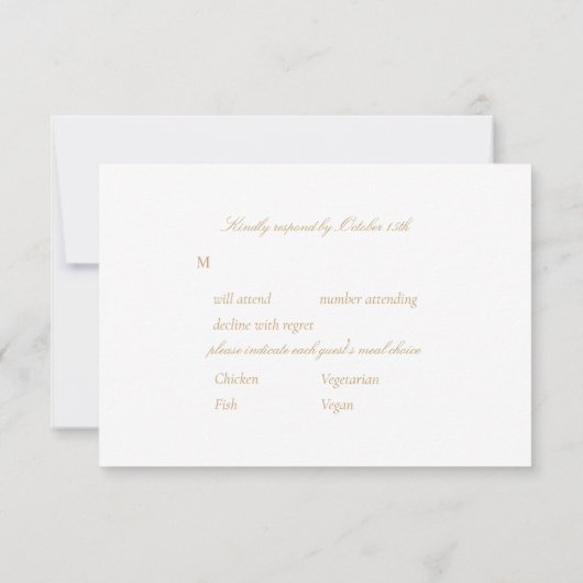 Klassiek Elegant Gold Script RSVP Kaartje (Achterkant)
