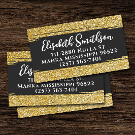 Klassiek & Elegant Gouden Glitter Modern Luxe Maat Visitekaartje