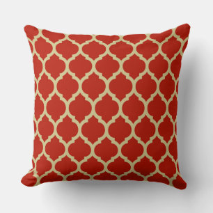 KLASSIEK ELEGANT Gouden Rood Quatrefoil Patroon Kussen
